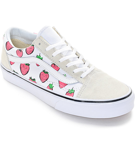 Vans Old Skool White & Strawberries Shoes (Womens) at Zumiez PDP