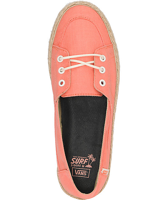 Vans Palisades Vulcanized Fusion Coral & Hemp Slip On Shoes Zumiez