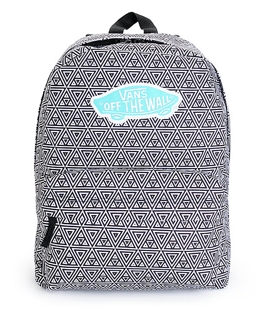 Vans Realm Black & White Geo Print Backpack Zumiez