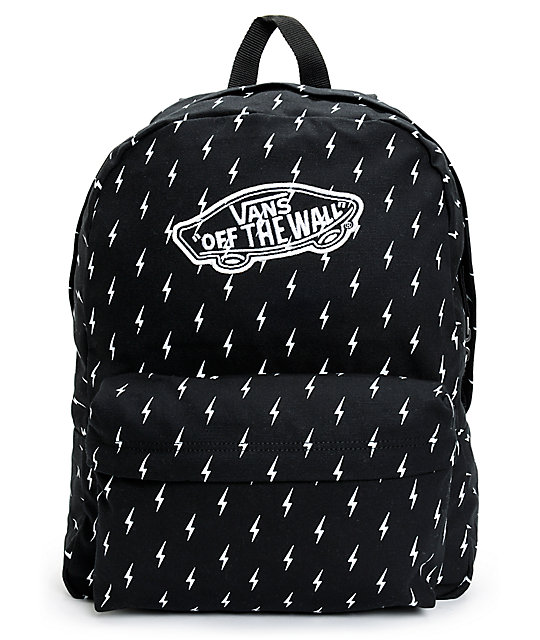 Vans Realm Black Lightning Bolt Print Backpack Zumiez