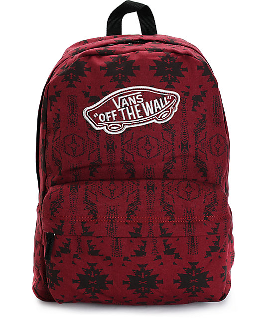 Vans Realm Burgundy Tribal Backpack Zumiez