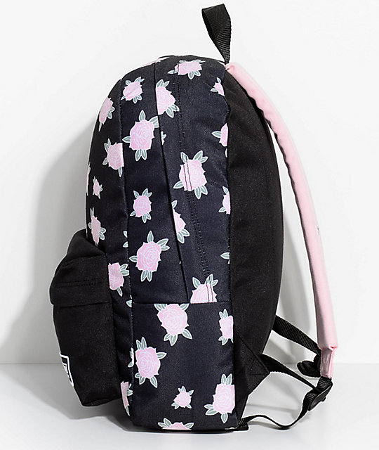 Vans Realm Pink & Black Floral 22L Backpack Zumiez
