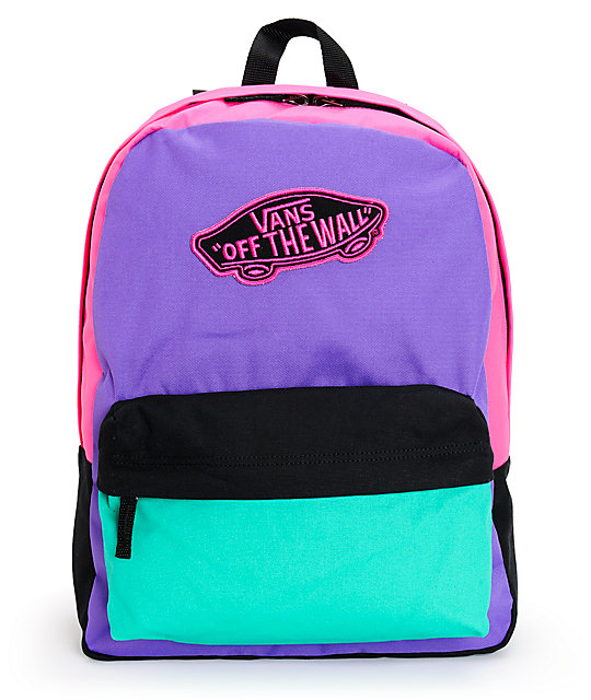 Vans Realm Purple, Green & Pink Colorblock Backpack