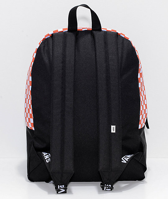 Vans Realm Sporty Orange Checker 22L Backpack Zumiez