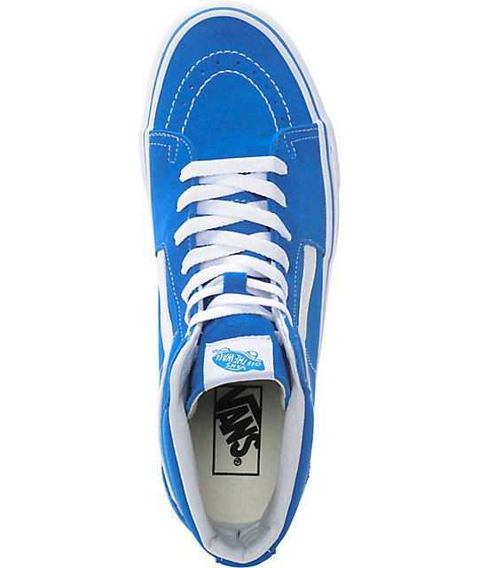 vans sk8 hi sky blue & white skate shoes