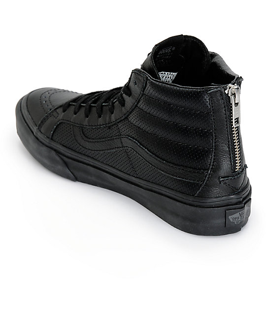 Vans Sk8-Hi Slim Black Perforated Shoes | Zumiez