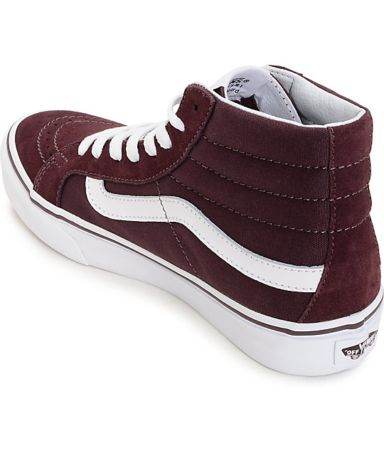 Vans Sk8 Hi Slim Iron Brown & White Shoes Zumiez