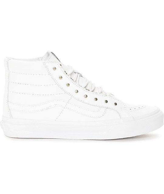 slim white leather sneakers