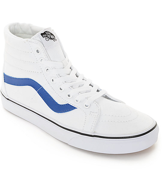 vans sk8 hi sky blue & white skate shoes