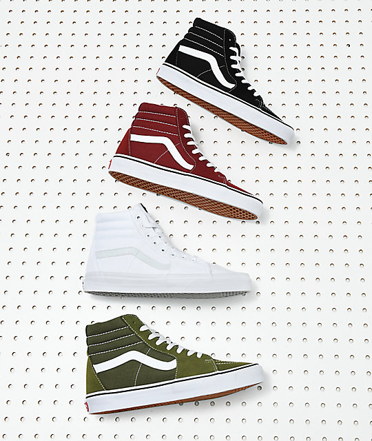 Vans Sk8Hi Winter Moss Green & White Skate Shoes Zumiez