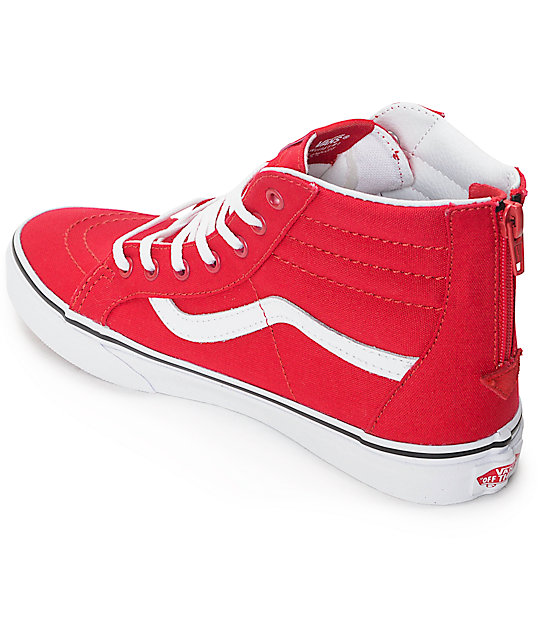 Vans Sk8Hi Zip Racing Red Boys Skate Shoes Zumiez