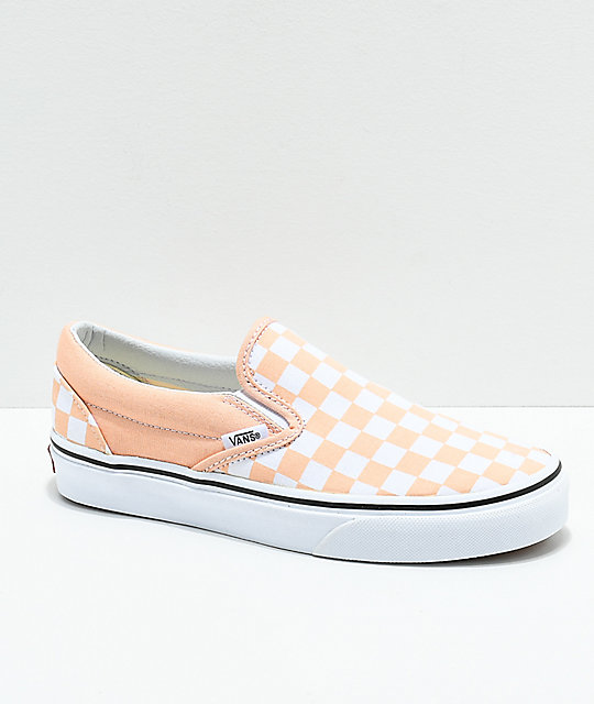 vans checkered peach