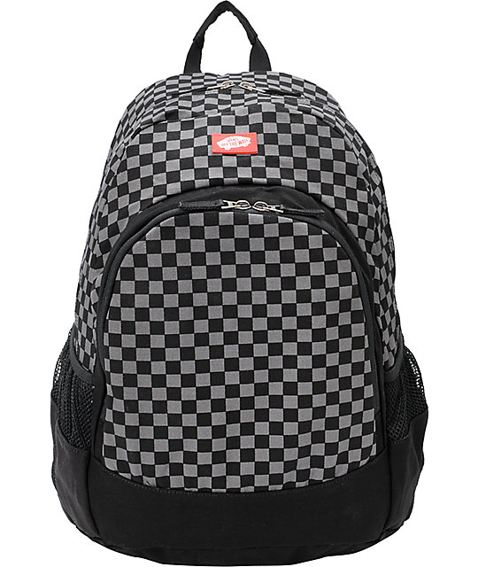 vans grey checkered backpack