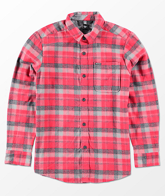 red woven shirt