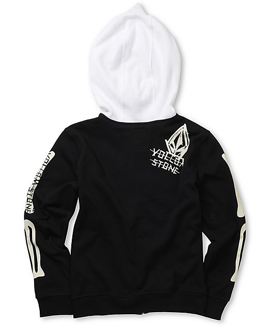 Boys Fear Skeleton Black Full Zip Face Mask Hoodie Zumiez