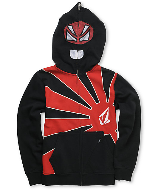 Boys Kazi Red Full Zip Face Mask Hoodie Zumiez