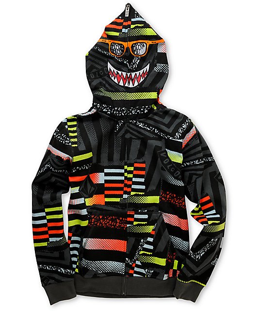 Boys Maguro Grey Full Zip Face Mask Hoodie Zumiez