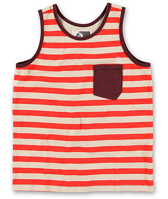 Boys Submission Red & White Stripe Pocket Tank Top Zumiez