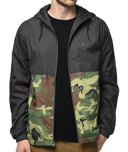 Ermont Charcoal & Woodland Camo Windbreaker Jacket Zumiez