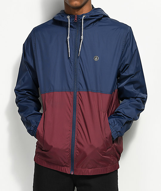 Ermont Navy & Burgundy Windbreaker Jacket Zumiez