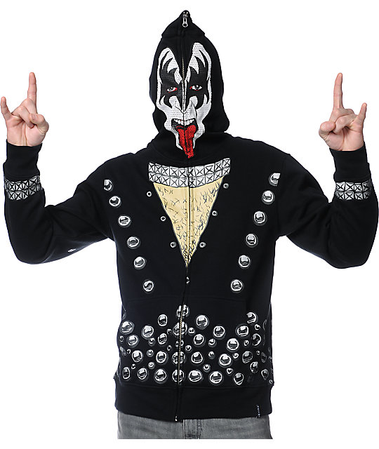 kiss zip up hoodie