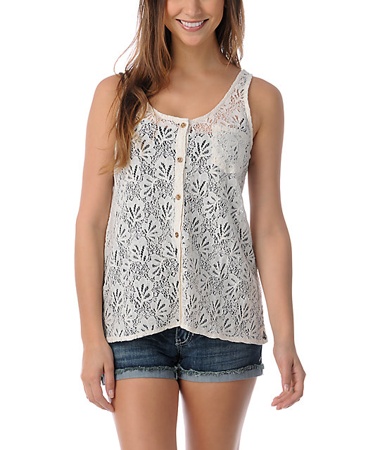 Volcom Not So Classic Cream Lace Tank Top Zumiez 3276