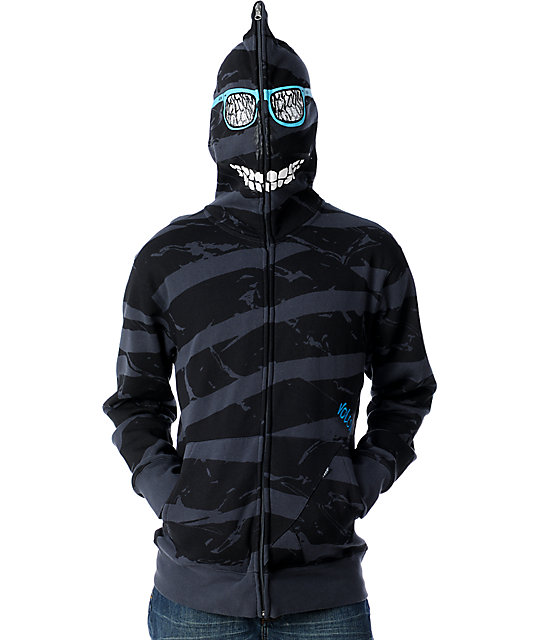 Peepers Charcoal & Black Full Zip Face Mask Hoodie Zumiez