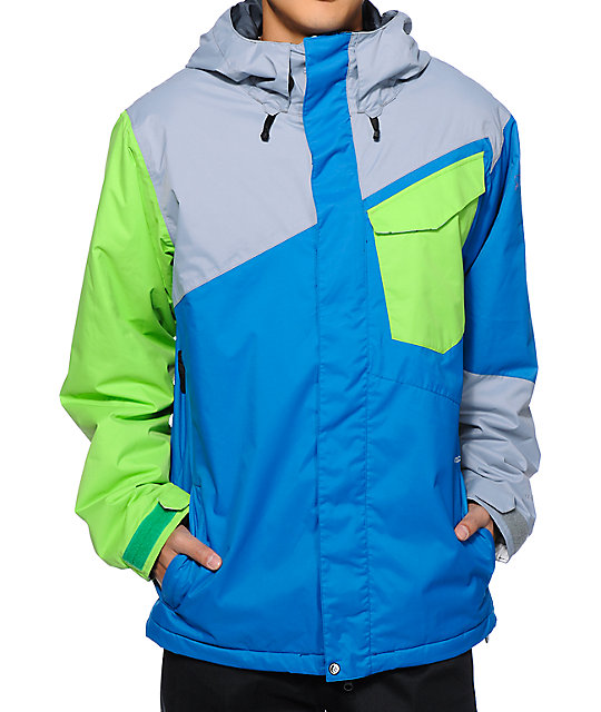 Profile Grey, Green & Blue 10K Snowboard Jacket Zumiez