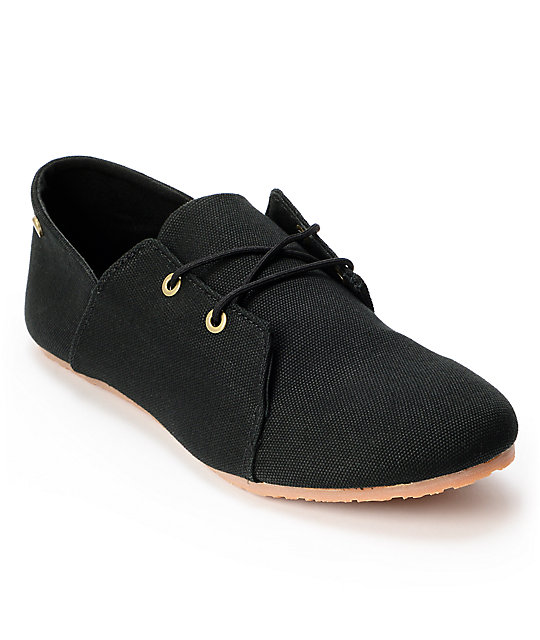 ladies black canvas slip on shoes