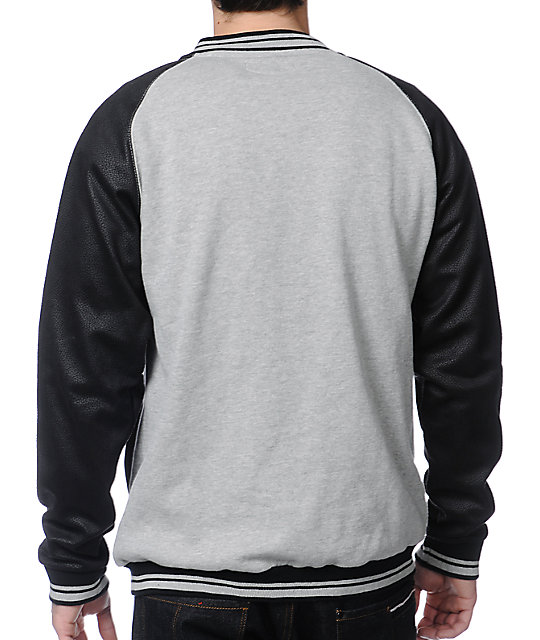 Varsity Grey & Black Fleece Varsity Jacket Zumiez