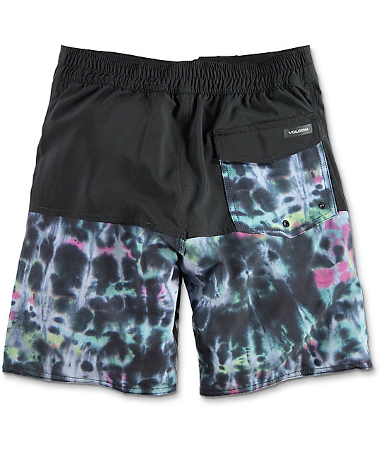 Vibes Boys Tie Dye & Black Board Shorts Zumiez