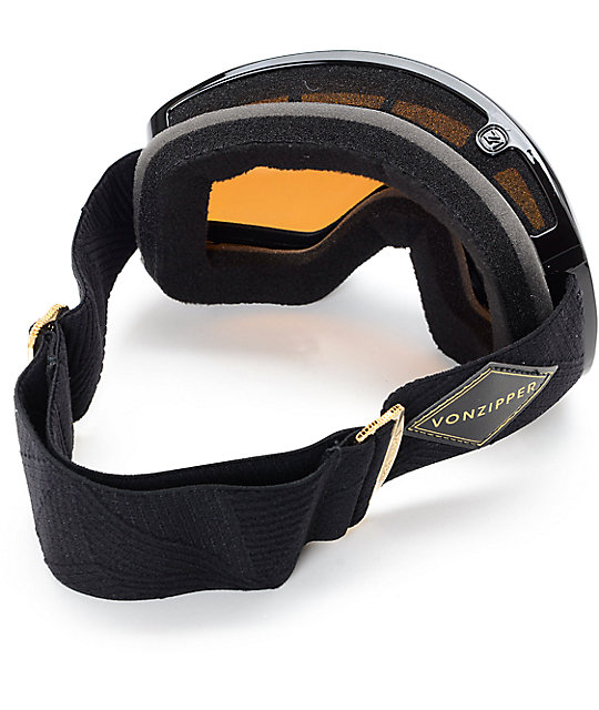 Von Zipper Skylab Black Gloss & Gold Chrome Snowboard Goggles Zumiez