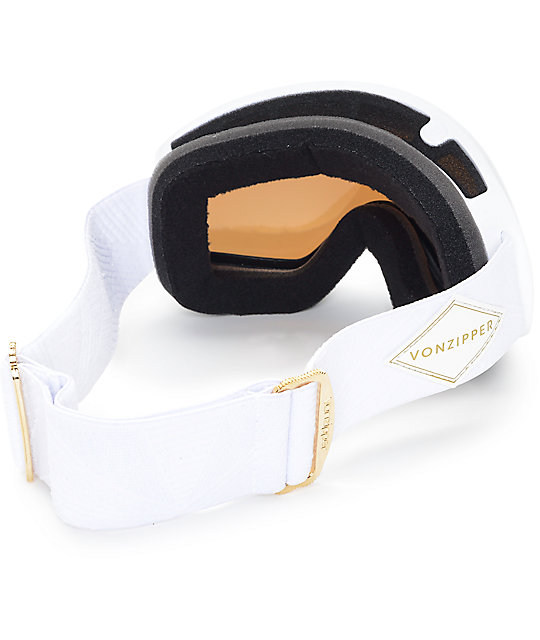Von Zipper Skylab White Gloss & Gold Chrome Snowboard Goggles Zumiez
