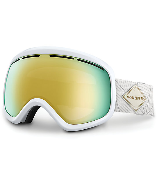 Von Zipper Skylab White Gloss & Gold Chrome Snowboard Goggles Zumiez