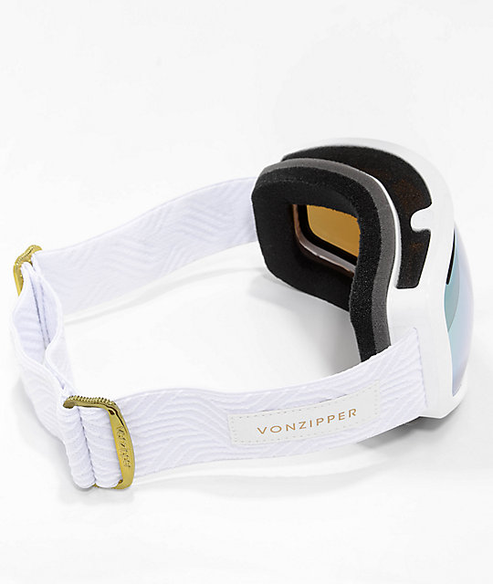 VonZipper Skylab White Satin Gold Chrome Snowboard Goggles Zumiez