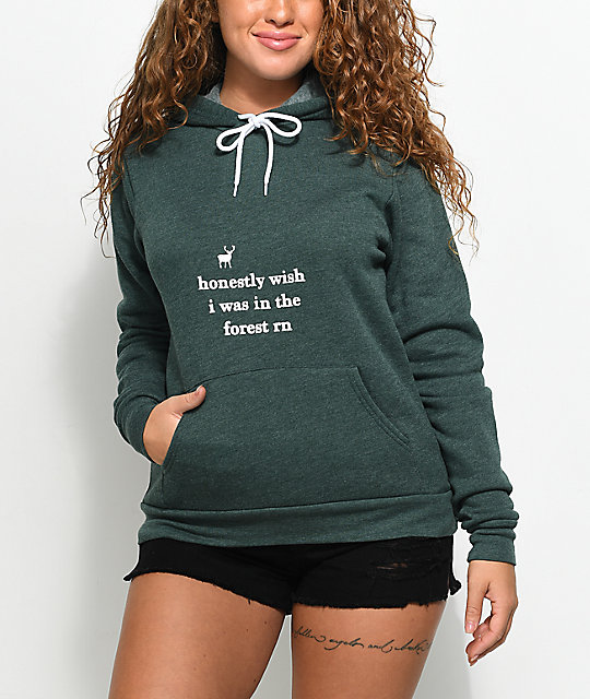 forest green cropped hoodie