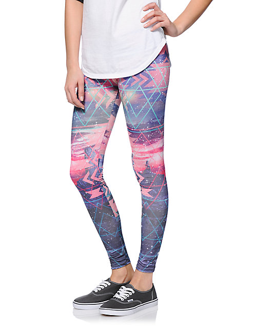 Cosmic Tribal Multicolor Printed Leggings Zumiez