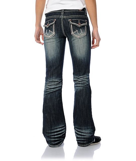 dark blue bootcut jeans