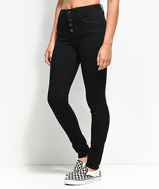 just black high rise skinny jeans