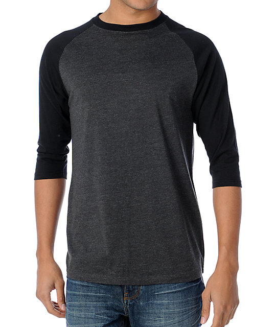 Zine 2nd Inning Black & Charcoal Baseball TShirt Zumiez