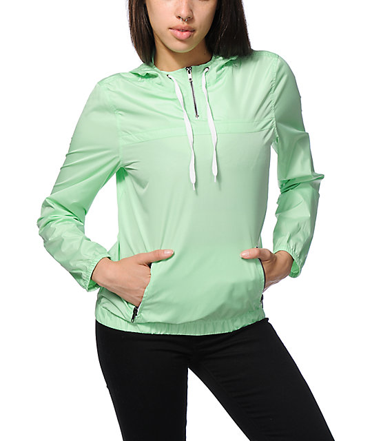 Zine Ash Mint Green Pullover Windbreaker Jacket Zumiez
