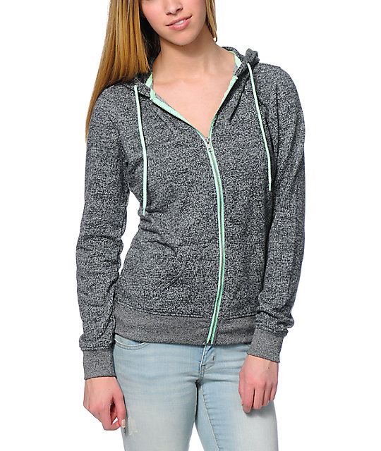 Zine Black Speckle & Mint Zip Up Hoodie Zumiez