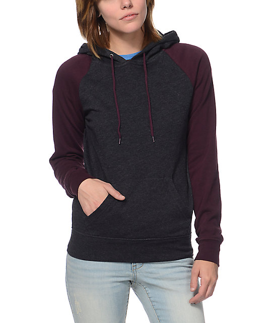 Zine Charcoal & Blackberry Pullover Hoodie at Zumiez PDP
