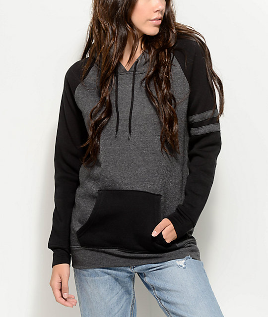 Zine Ellyn Varsity Charcoal & Black Hoodie Zumiez