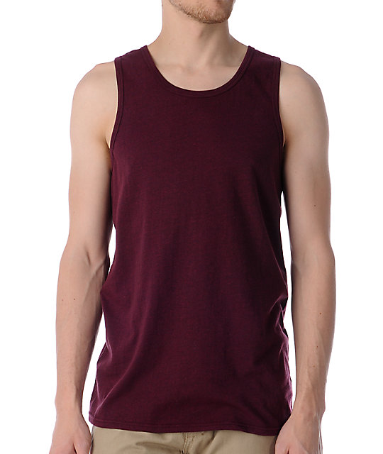 Zine Fixed Heather Maroon Tank Top