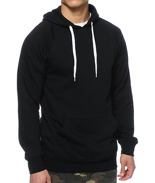 mens black hoodie with white strings