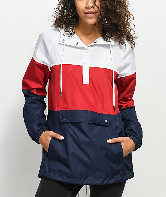 Zine Jacqui Red, White & Blue Windbreaker Jacket Zumiez