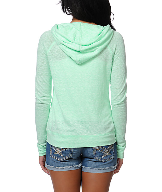 Zine Jersey Neon Mint Zip Up Hoodie Zumiez