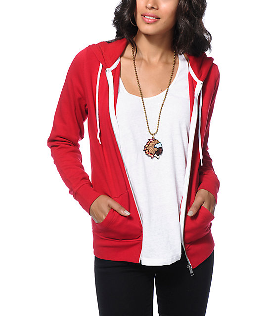 Zine Jester Red Zip Up Hoodie Zumiez