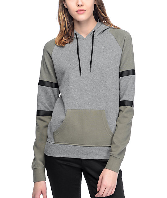 Zine Jodie Olive & Charcoal Colorblock Womens Hoodie Zumiez